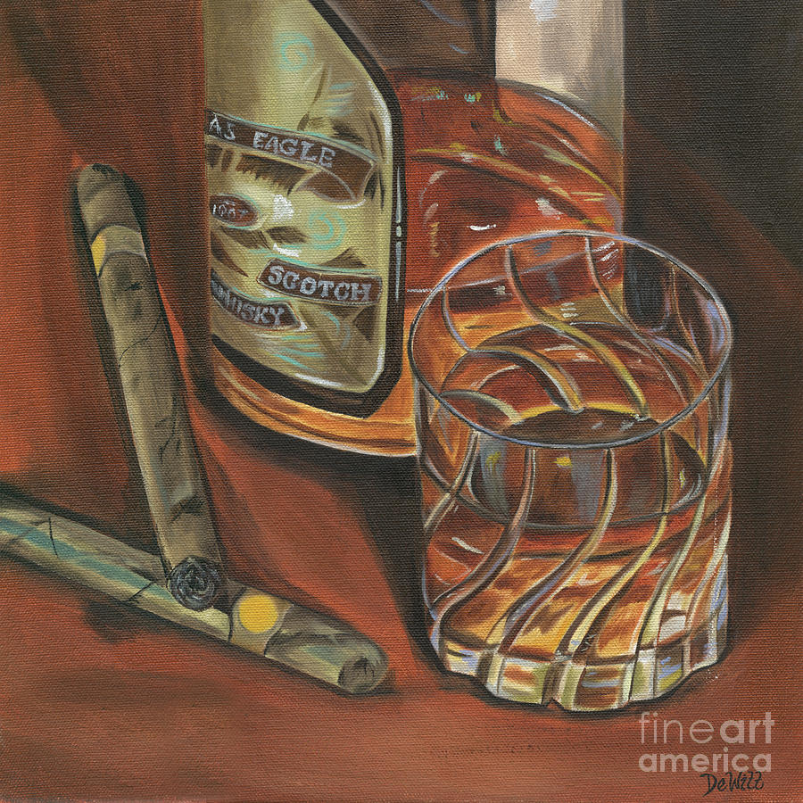 Scotch Painting - Scotch and Cigars 3 by Debbie DeWitt