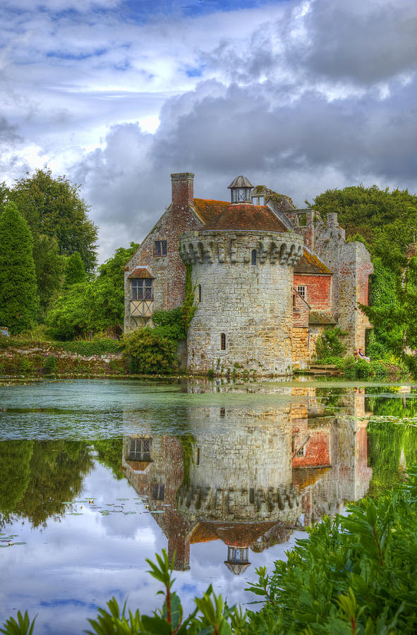 Architecture Photograph - Scotney Castle reflections by Chris Thaxter