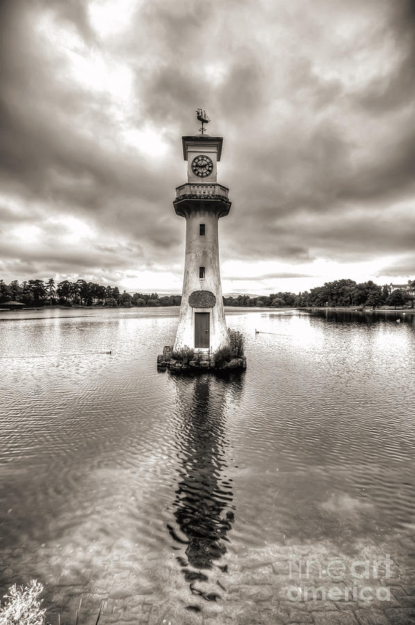 Scott Memorial Lighthouse Roath Park Cardiff 2 mono Photograph by Steve Purnell