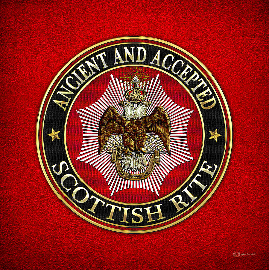 Scottish Rite Double-headed Eagle on Red Leather Digital Art by Serge Averbukh