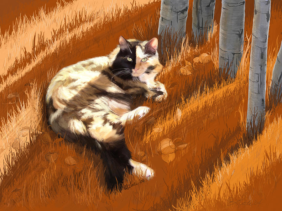 Scout in Autumn Painting by Pam Little
