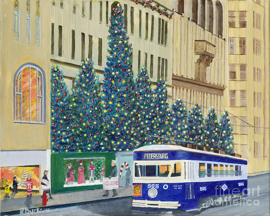 Scranton Painting - Scranton Christmas Trolley by Austin Burke Scranton Painting - Scranton Christmas Trolley by Austin Burke