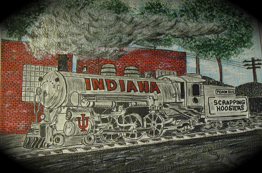 Scrapping Hoosiers Indiana Monon Train Painting by Kathy Marrs Chandler