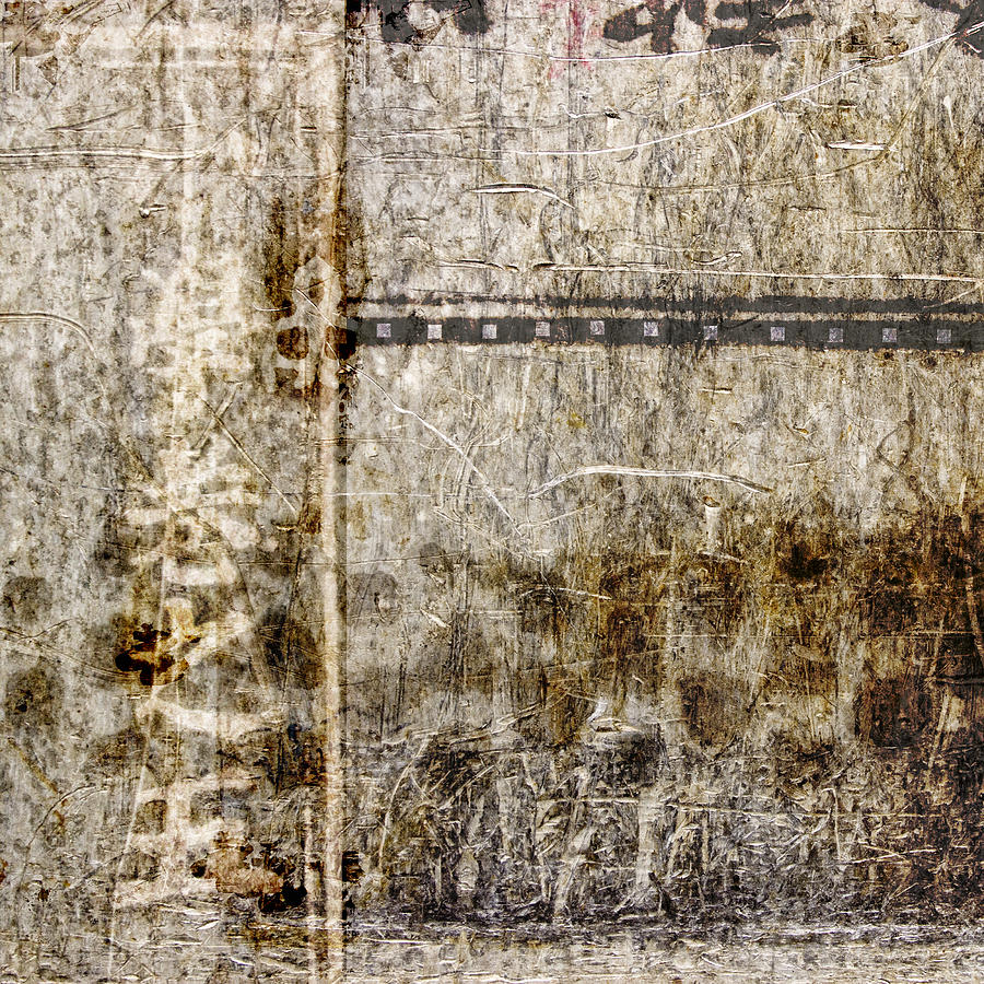 Abstract Photograph - Scratched Metal and Old Books Number 1 by Carol Leigh