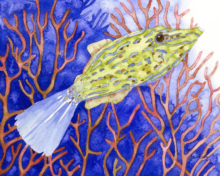 Scrawled Filefish Painting by Pauline Walsh Jacobson