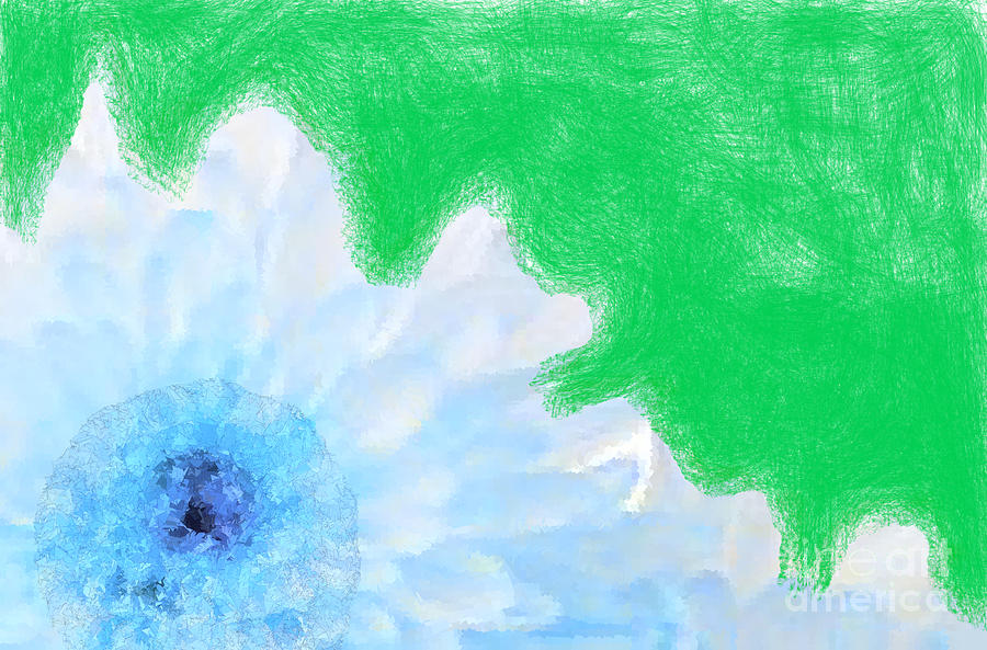 Flower Digital Art - Scream and Shout Blue White Green by Holley Jacobs