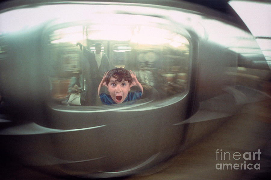 Screaming Boy On Speeding Subway Photograph by Ron Sanford & Mike Agliolo
