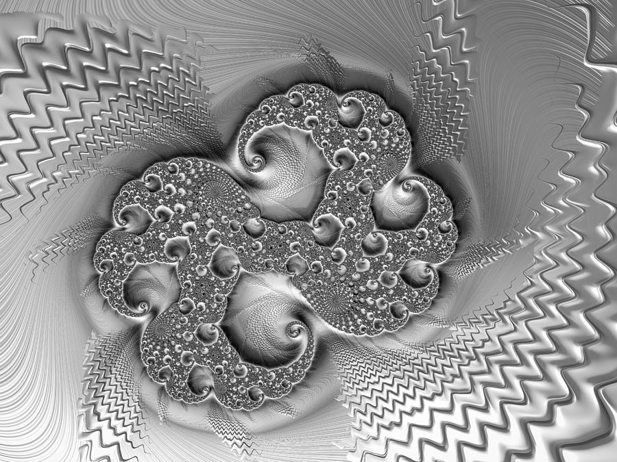 Screaming fractal art silver metal Digital Art by Matthias Hauser