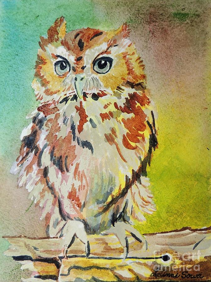 Screech Owl Painting by LeAnne Sowa