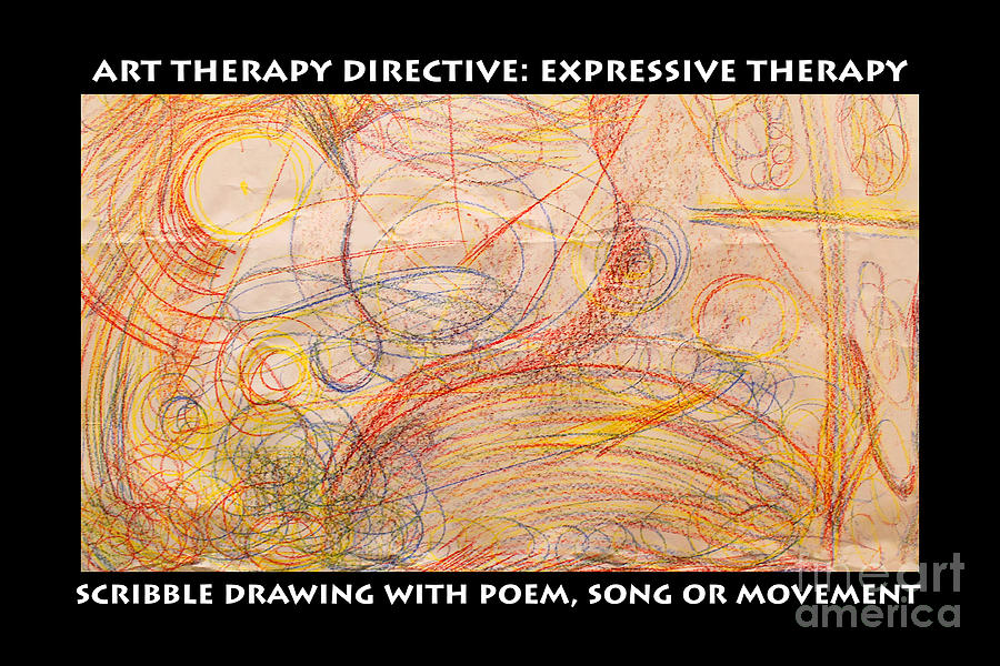 Scribble and  Poem expressive therapy Drawing by Anne Cameron Cutri