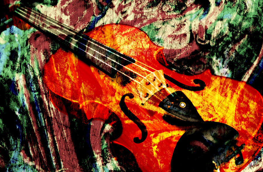 Scribbled Fiddle Mixed Media by Ally  White