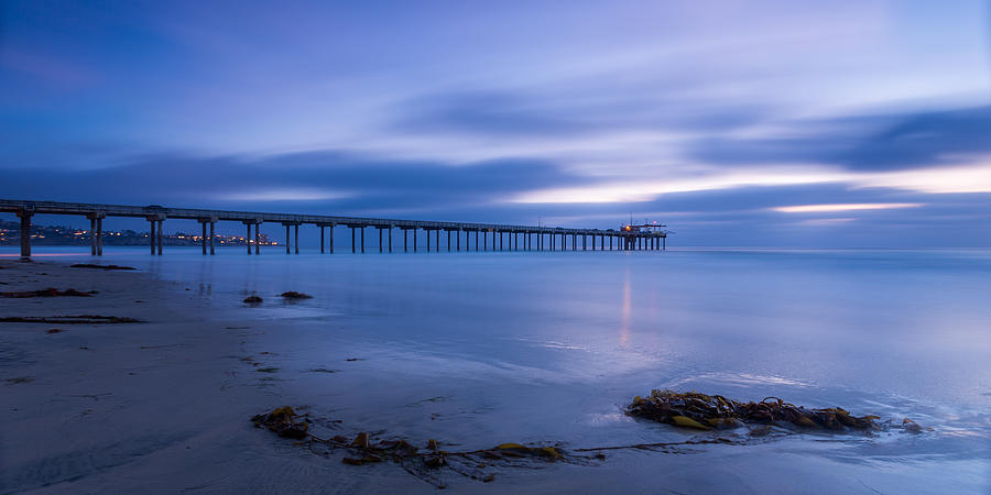 Scripps Pier Twilight - Color Photograph by Peter Tellone