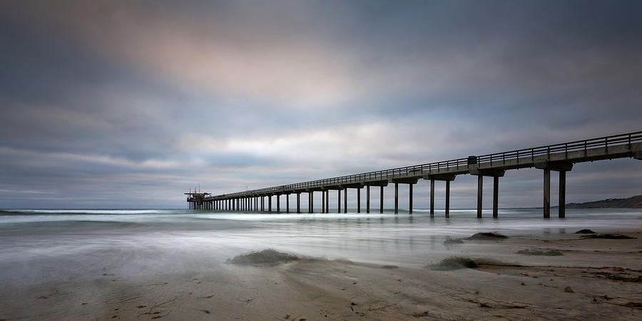 San Diego Photograph - Scripps Pier Wide -Lrg Print by Peter Tellone