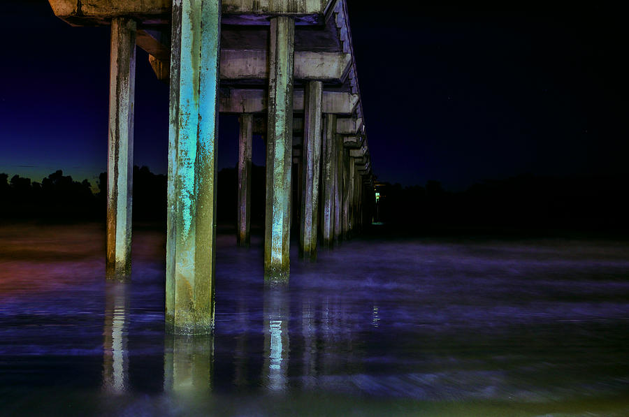 Pier Photograph - Scrips Pier at Night by Greg Amptman