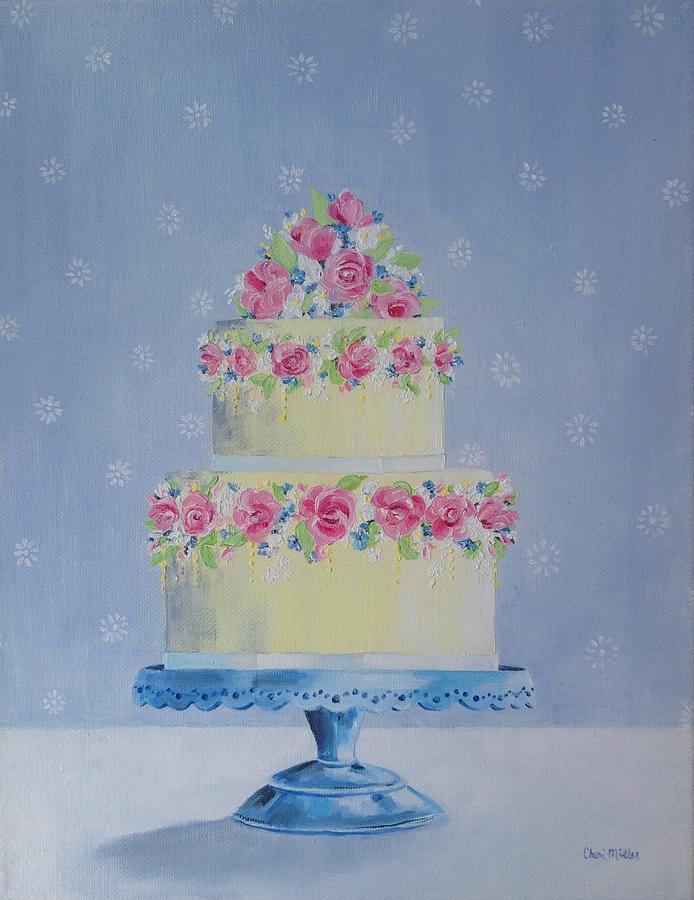 Painting Of Cake Wedding Cake Scrumptious Painting By Cheri Miller