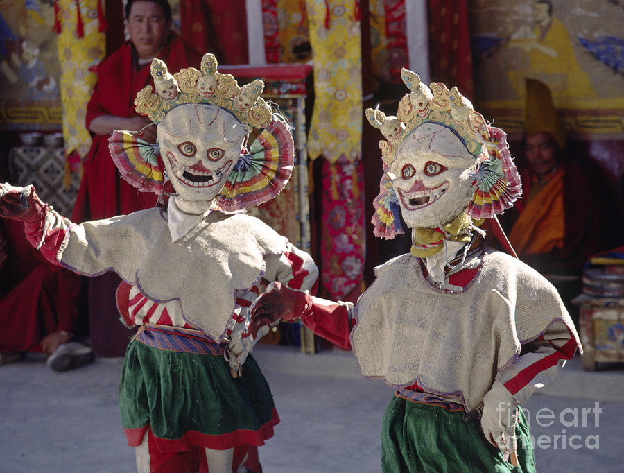 Skull Photograph - Scull Dancers - Tikse Cham Dances - Ladakh by Craig Lovell