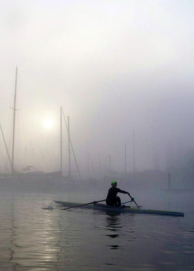 Athlete Photograph - Sculling in the Fog by Marivel Costa