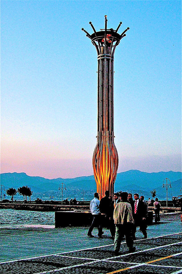 Sculpture on Izmir Plaza Overlooking the Bay-Turkey Photograph by Ruth Hager