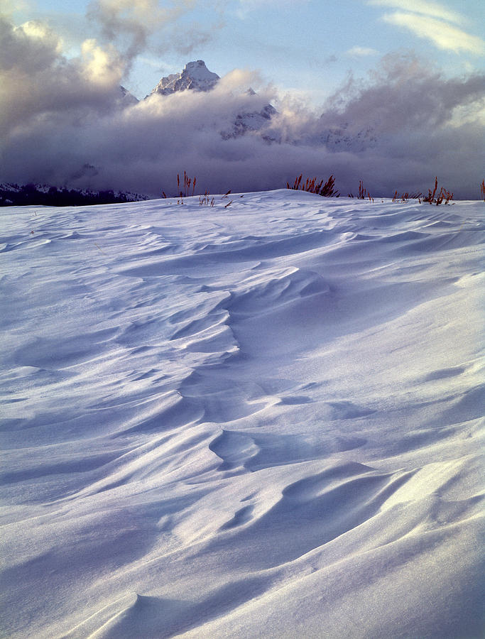 1M9347-Sculptured Snow and Grand Teton Photograph by Ed  Cooper Photography