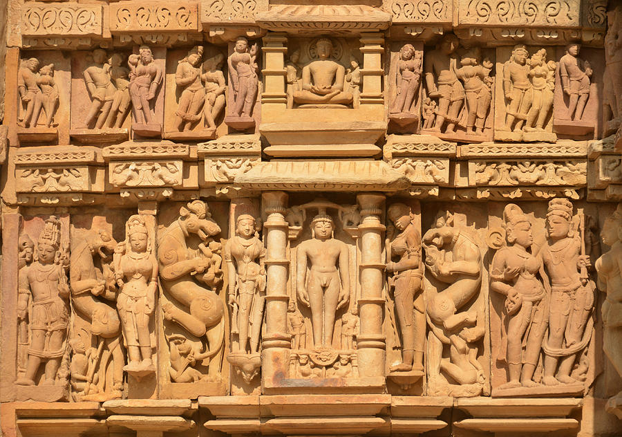 Sculptures at the walls of Parshwanath temple, Khajuraho Photograph by Photo by Bhaskar Dutta