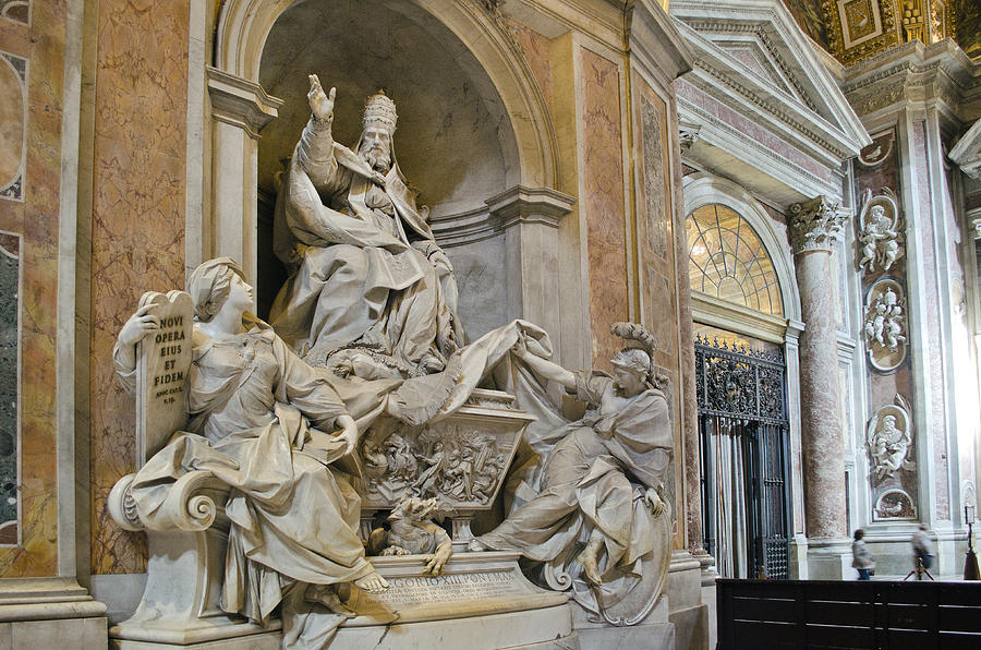 Sculptures In St. Peters Basilica, Italy Photograph by Kenneth Murray