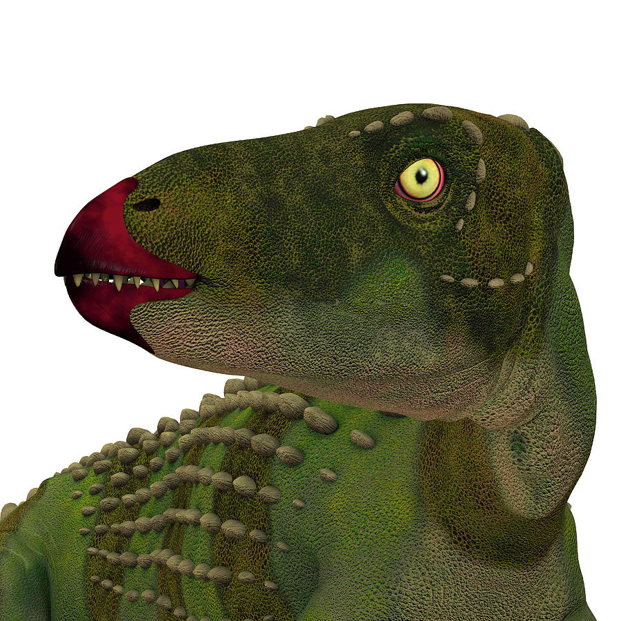 dinosaur with round plate on head