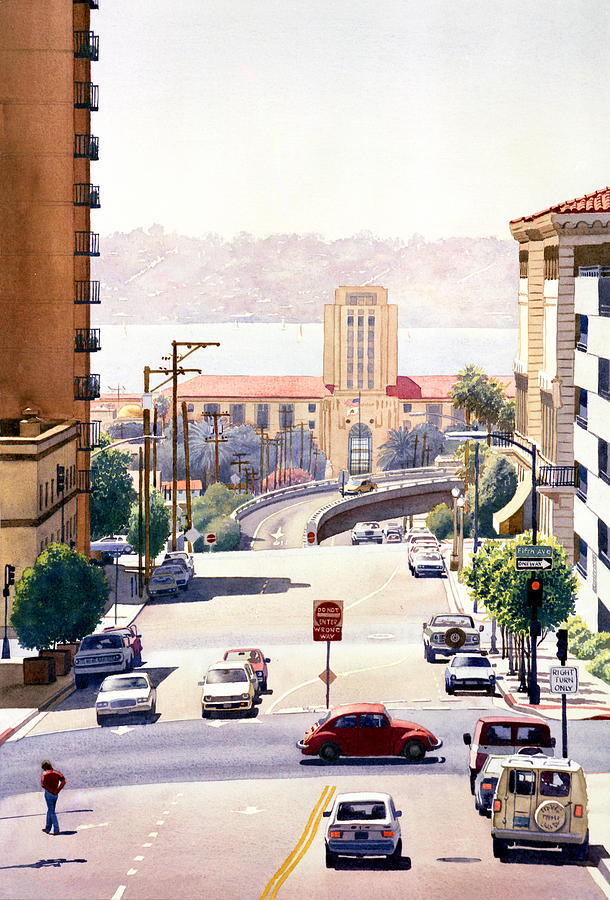 San Diego Painting - SD County Administration Building by Mary Helmreich