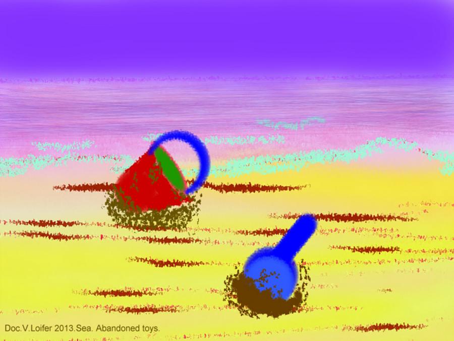 Sea. Abandoned toys. Digital Art by Dr Loifer Vladimir
