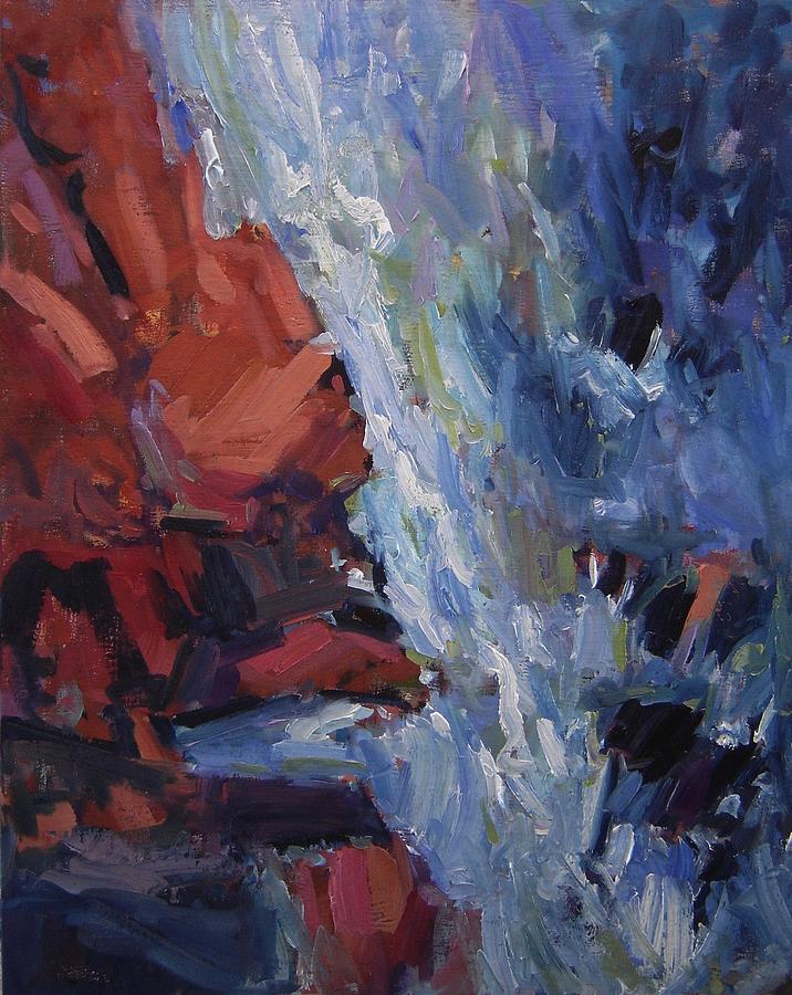 Sea Painting - Sea against the cliffs by R W Goetting