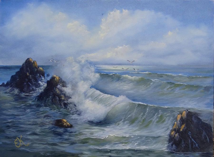 Seascape Painting - Sea And Surf by Fineartist Ellen