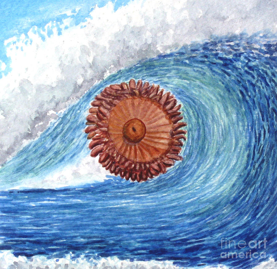 Anemone Painting - Sea Anemone and Ocean Wave by Liz Marshall