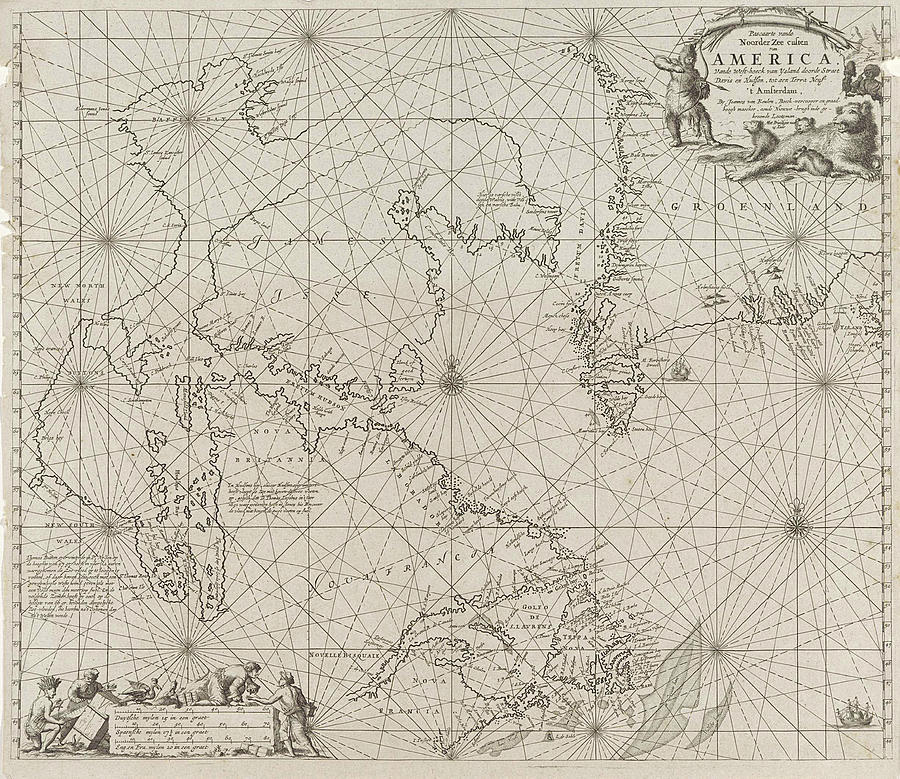 Sea Chart A Part Of The Coast Of Northern Canada Drawing by Jan Luyken ...