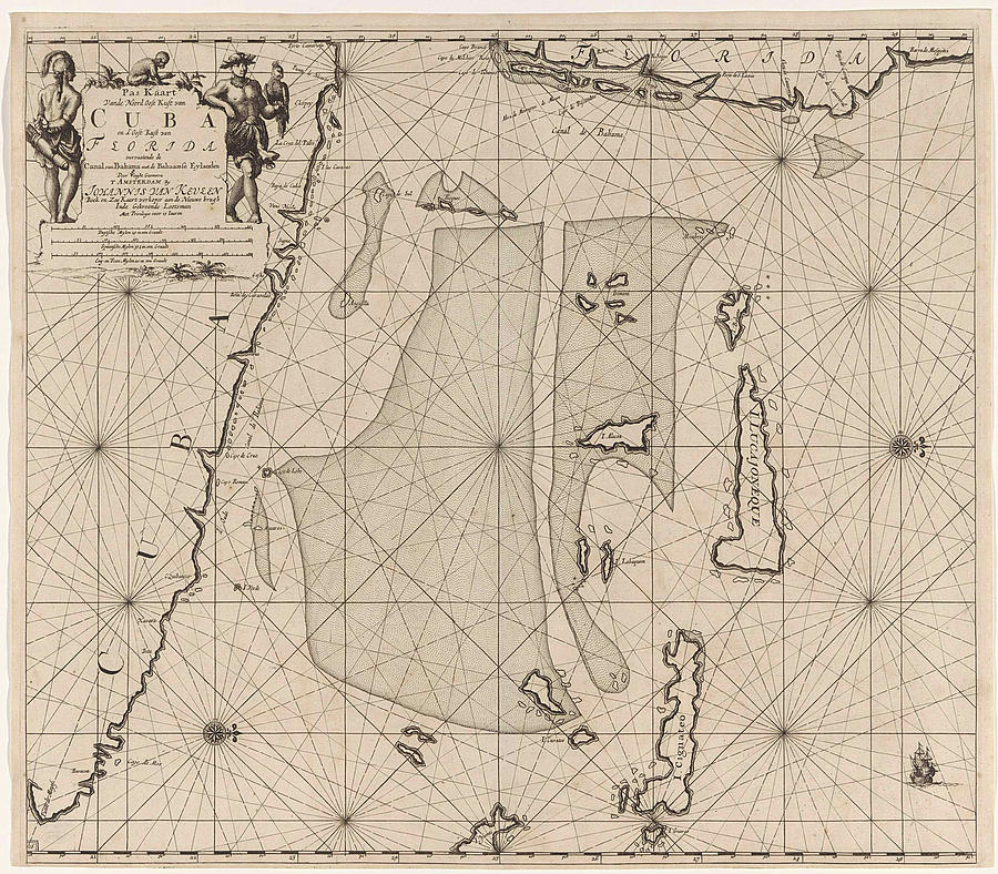 Sea Chart Of Part Of Southeastern Florida And Northeast Drawing by Jan ...