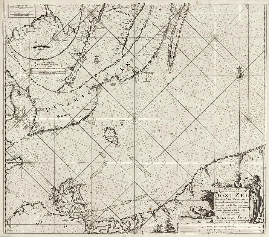 Sheep Drawing - Sea Chart Of The Southern Part Of The Baltic Sea by Jan Luyken And Johannes Van Keulen I