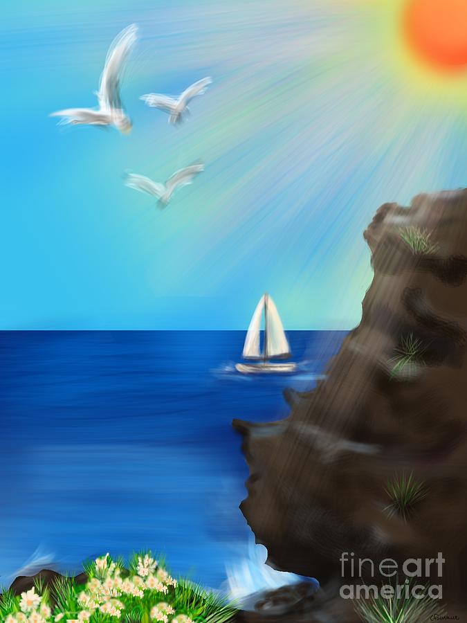 Sea Cliff Digital Art by Christine Fournier