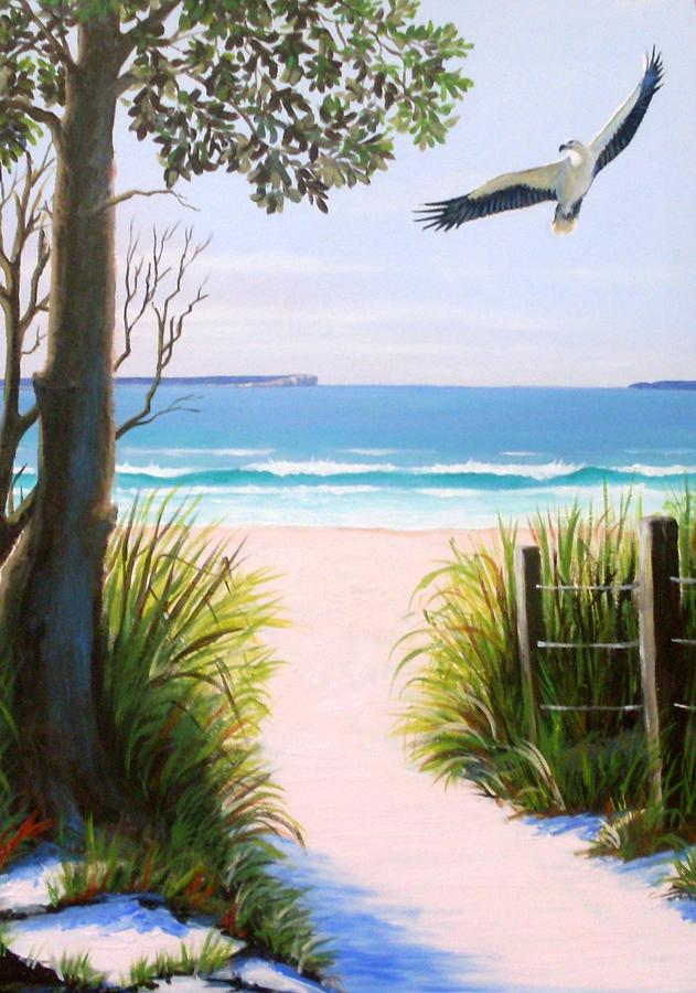 Eagle Painting - Sea eagle at Jervis Bay by Anne Gardner
