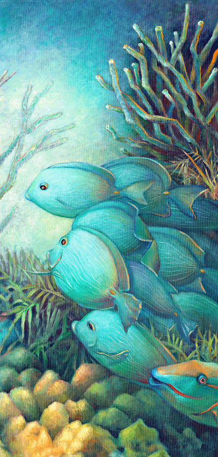 Sea Folk III - Blue Tang Painting by Nancy Tilles