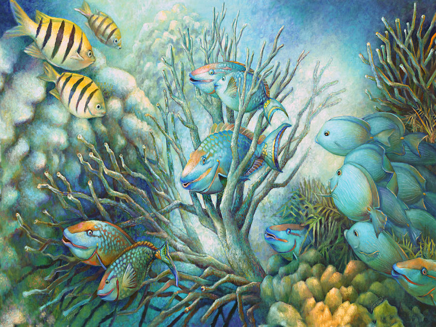 Sea Folk Painting by Nancy Tilles