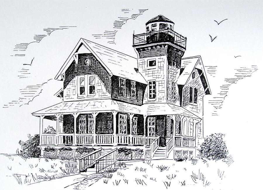 Sea Girt Lighthouse  Drawing by Melinda Saminski