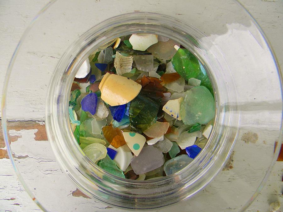 Sea Glass in a Jar Photograph by Jean Goodwin Brooks