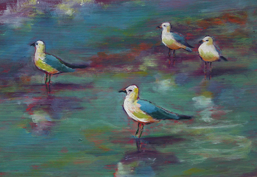 Sea Gulls Beach Bums Painting by Carol Jo Smidt