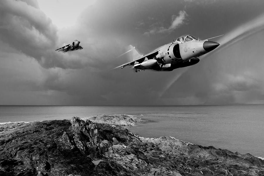 Sea Harriers over the Falklands BW Photograph by Gary Eason