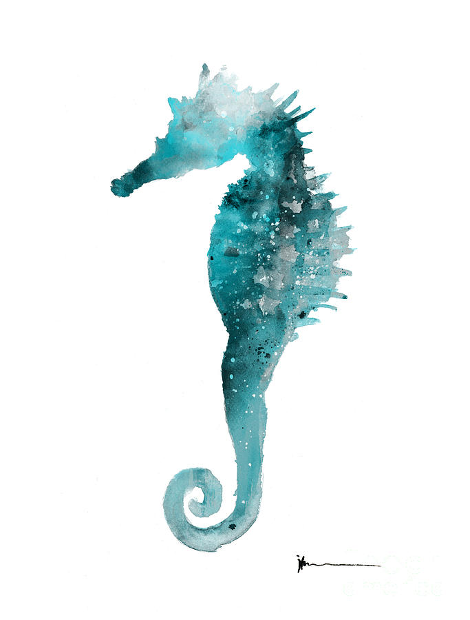 Seahorse Painting - Sea horse watercolor art print by Joanna Szmerdt