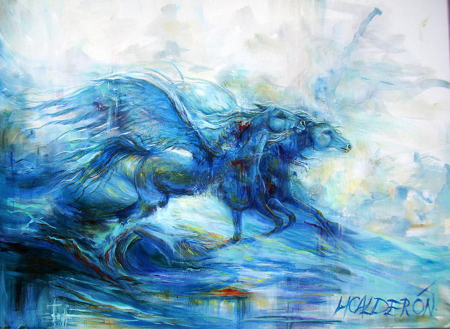 Sea Horses Painting by Heather Calderon