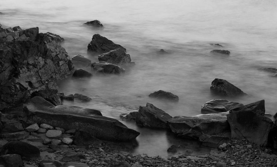 Sea in Blur in Black and White Photograph by Suzanne DeGeorge