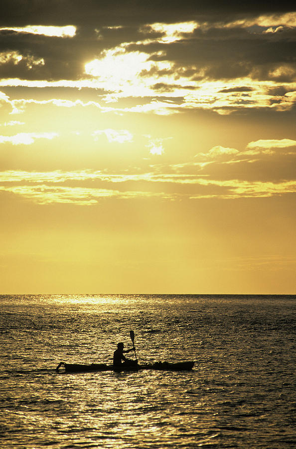 Sunset Photograph - Sea Kayak,  Maui-hawaii by Christian Pondella