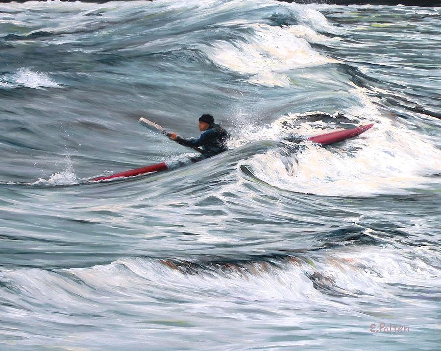 Sea Kayaking in Rockport MA Painting by Eileen Patten Oliver