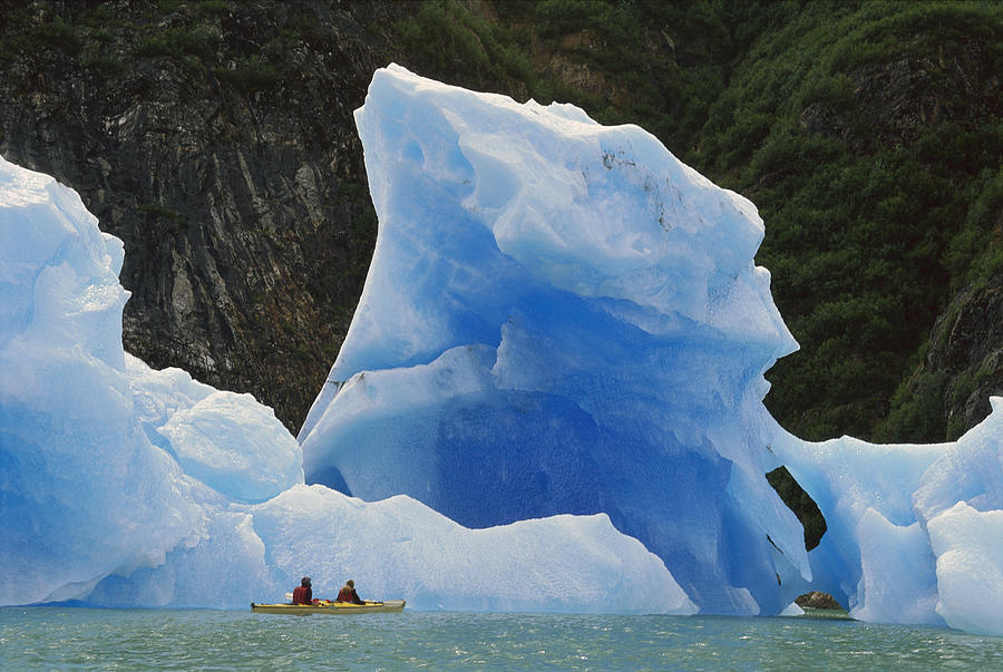 Landscape Photograph - Sea Kayaking With Icebergs Tracy Arm by Shaun Barnett