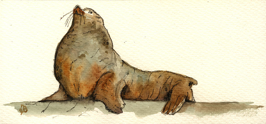 Wildlife Painting - Sea lion by Juan  Bosco