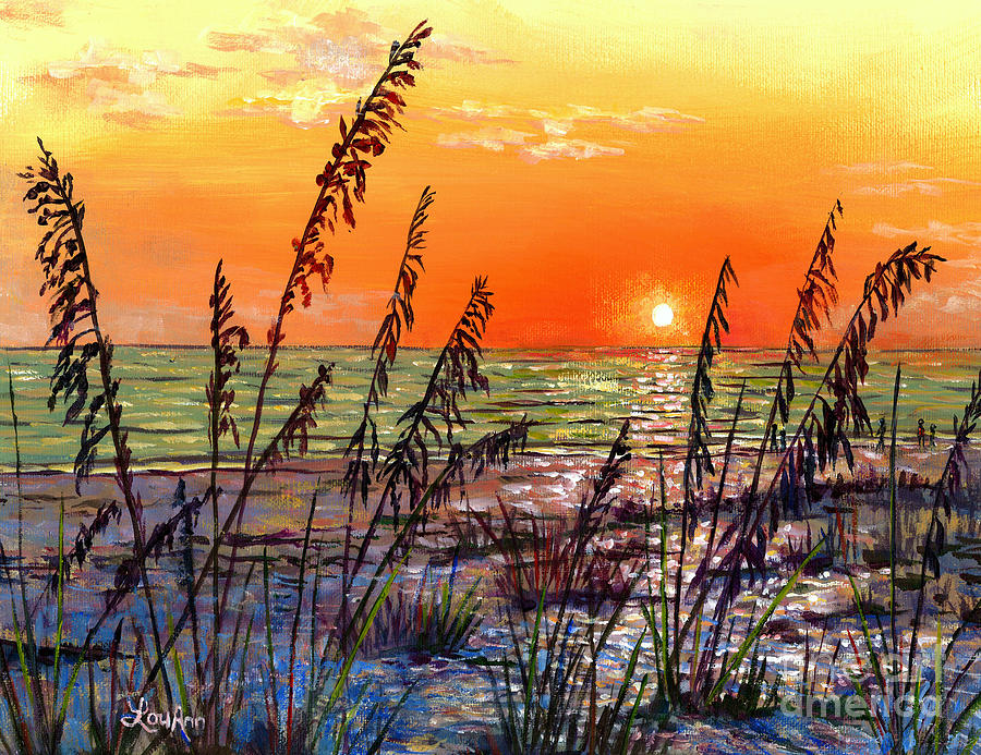 Sea Oats Sunset Painting by Lou Ann Bagnall